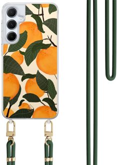Casimoda Samsung Galaxy A35 hoesje met groen koord - Orange garden Multi