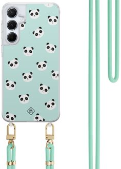 Casimoda Samsung Galaxy A35 hoesje met mint koord - Panda print