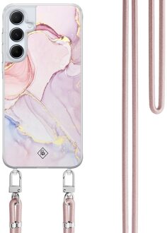 Casimoda Samsung Galaxy A35 hoesje met rosegoud koord - Purple sky Paars