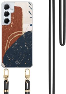 Casimoda Samsung Galaxy A35 hoesje met zwart koord - Abstract terracotta Multi