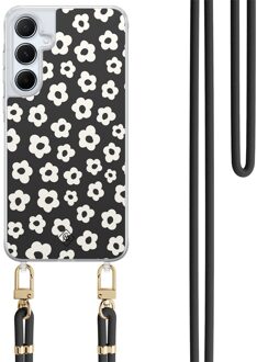 Casimoda Samsung Galaxy A35 hoesje met zwart koord - Retro bloempjes