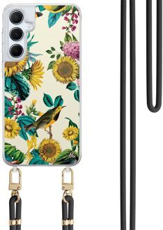 Casimoda Samsung Galaxy A35 hoesje met zwart koord - Sunflowers Geel, Multi