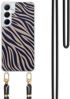 Casimoda Samsung Galaxy A35 hoesje met zwart koord - Wavy twist Blauw