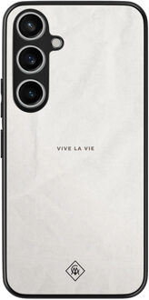 Casimoda Samsung Galaxy A35 hoesje - Vive la vie Grijs/zilverkleurig