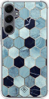Casimoda Samsung Galaxy A35 shockproof hoesje - Blue cubes Blauw