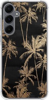 Casimoda Samsung Galaxy A35 shockproof hoesje - Palmbomen Zwart, Goudkleurig