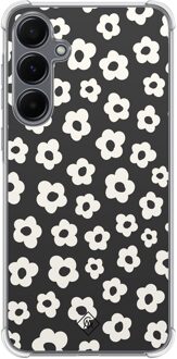Casimoda Samsung Galaxy A35 shockproof hoesje - Retro bloempjes Zwart