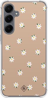 Casimoda Samsung Galaxy A35 shockproof hoesje - Sweet daisies Bruin/beige