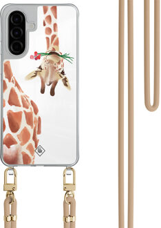 Casimoda Samsung Galaxy A36 hoesje met beige koord - Giraffe Bruin/beige