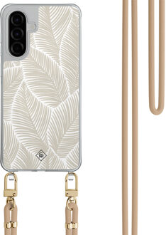Casimoda Samsung Galaxy A36 hoesje met beige koord - Palm leaves beige Bruin/beige