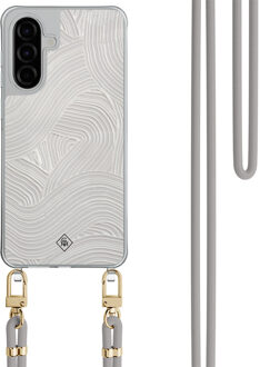 Casimoda Samsung Galaxy A36 hoesje met grijs koord - Abstract waves Grijs/zilverkleurig