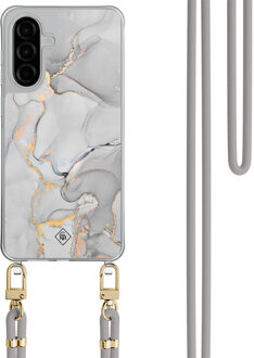 Casimoda Samsung Galaxy A36 hoesje met grijs koord - Marmer grijs Grijs/zilverkleurig
