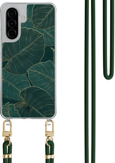 Casimoda Samsung Galaxy A36 hoesje met groen koord - Monstera leaves