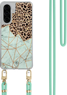 Casimoda Samsung Galaxy A36 hoesje met rosegoud koord - Marmer paars