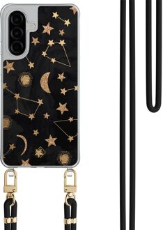 Casimoda Samsung Galaxy A36 hoesje met zwart koord - Counting the stars Zwart, Goudkleurig