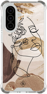 Casimoda Samsung Galaxy A36 shockproof hoesje - Abstract gezicht bruin Bruin/beige