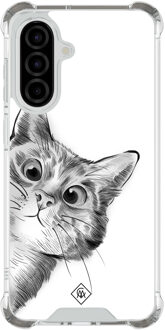 Casimoda Samsung Galaxy A36 shockproof hoesje - Kat kiekeboe Grijs/zilverkleurig