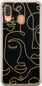 Casimoda Samsung Galaxy A40 siliconen hoesje - Abstract faces Zwart