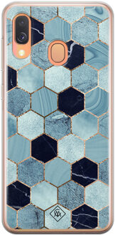 Casimoda Samsung Galaxy A40 siliconen hoesje - Blue cubes Blauw