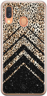 Casimoda Samsung Galaxy A40 siliconen hoesje - Chevron luipaard Zwart, Bruin/beige