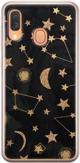 Casimoda Samsung Galaxy A40 siliconen hoesje - Counting the stars Zwart, Goudkleurig