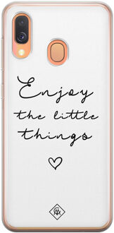Casimoda Samsung Galaxy A40 siliconen hoesje - Enjoy life Zwart, Wit