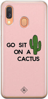 Casimoda Samsung Galaxy A40 siliconen hoesje - Go sit on a cactus Roze