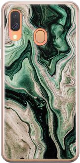 Casimoda Samsung Galaxy A40 siliconen hoesje - Green waves Groen
