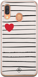 Casimoda Samsung Galaxy A40 siliconen hoesje - Heart queen Bruin/beige