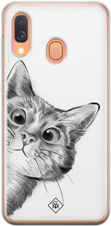 Casimoda Samsung Galaxy A40 siliconen hoesje - Peekaboo Zwart, Wit
