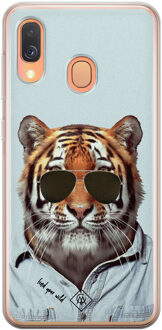 Casimoda Samsung Galaxy A40 siliconen hoesje - Tijger wild Blauw
