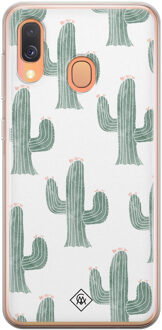 Casimoda Samsung Galaxy A40 siliconen telefoonhoesje - Cactus print Groen