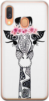 Casimoda Samsung Galaxy A40 siliconen telefoonhoesje - Giraffe Zwart, Wit