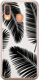 Casimoda Samsung Galaxy A40 siliconen telefoonhoesje - Palm leaves silhouette Zwart