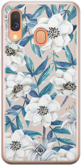 Casimoda Samsung Galaxy A40 siliconen telefoonhoesje - Touch of flowers Blauw