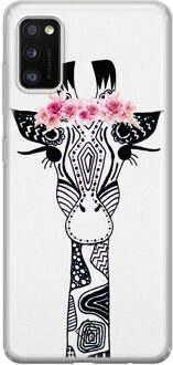 Casimoda Samsung Galaxy A41 siliconen telefoonhoesje - Giraffe Zwart, Wit