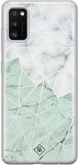 Casimoda Samsung Galaxy A41 siliconen telefoonhoesje - Marmer mint mix