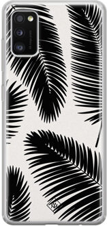 Casimoda Samsung Galaxy A41 siliconen telefoonhoesje - Palm leaves silhouette Zwart