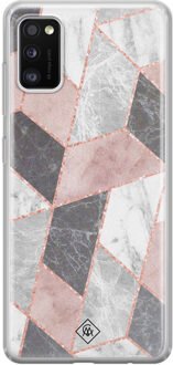 Casimoda Samsung Galaxy A41 siliconen telefoonhoesje - Stone grid Roze