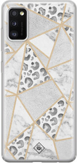 Casimoda Samsung Galaxy A41 siliconen telefoonhoesje - Stone & leopard print Bruin/beige