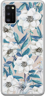 Casimoda Samsung Galaxy A41 siliconen telefoonhoesje - Touch of flowers Blauw
