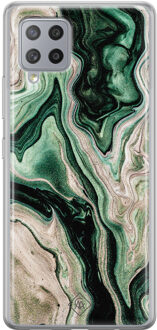 Casimoda Samsung Galaxy A42 siliconen hoesje - Green waves Groen