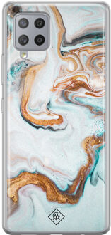 Casimoda Samsung Galaxy A42 siliconen hoesje - Marmer blauw goud Blauw, Goudkleurig