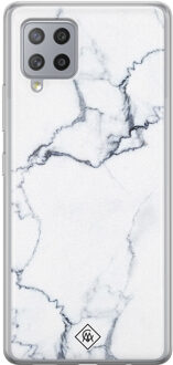Casimoda Samsung Galaxy A42 siliconen hoesje - Marmer grijs Grijs/zilverkleurig