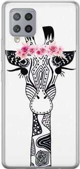 Casimoda Samsung Galaxy A42 siliconen telefoonhoesje - Giraffe Zwart, Wit