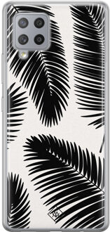 Casimoda Samsung Galaxy A42 siliconen telefoonhoesje - Palm leaves silhouette Zwart