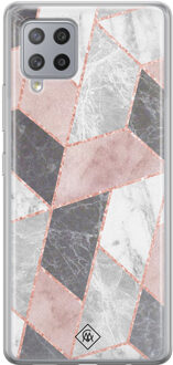 Casimoda Samsung Galaxy A42 siliconen telefoonhoesje - Stone grid Roze