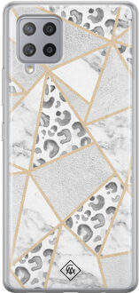 Casimoda Samsung Galaxy A42 siliconen telefoonhoesje - Stone & leopard print Bruin/beige