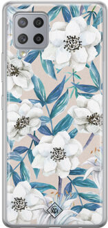 Casimoda Samsung Galaxy A42 siliconen telefoonhoesje - Touch of flowers Blauw