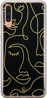 Casimoda Samsung Galaxy A50/A30s siliconen hoesje - Abstract faces Zwart